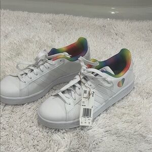 Adidas White Sneakers with Colorful Interior